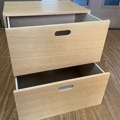 ①無印良品 スタッキングチェスト・引出し・２段／オーク材突板 
の画像