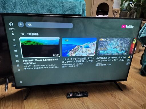 ②【動画あり】ASTEX 43V型 4K対応 チューナーレス スマートテレビ AI
