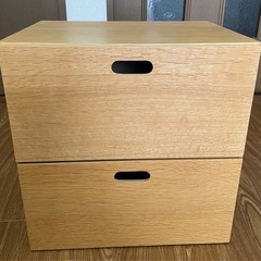 ②無印良品 スタッキングチェスト・引出し・２段／オーク材突板