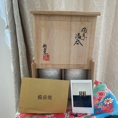 ★⭐︎新品⭐︎★備前焼　夫婦湯呑みビアグラスセット木箱の画像