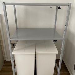ゴミ箱上ラック キッチンラック 伸縮タイプ グレー