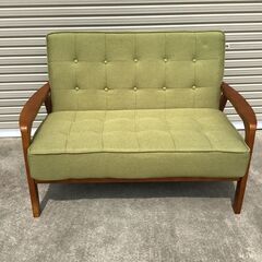 316【美品】ニトリ２人用ソファー ルッキKD カーキグリーン ...