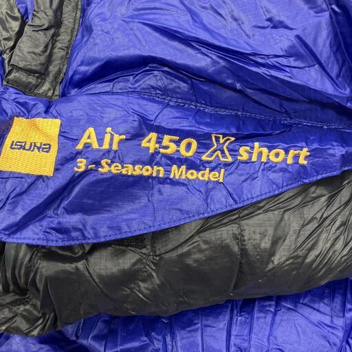 キャンプ 登山 ダウンシュラフ 羽毛寝袋　ISUKA  Air 450 X short （イスカ　エアー）
