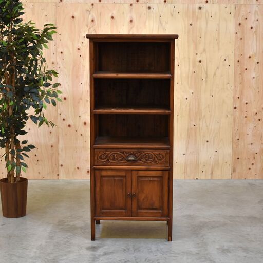 高評価レビュー ≪zyt2166ジ≫ エスニック家具 シェルフ 高さ150cm 木製飾り棚 木製ラック・ウッドラック