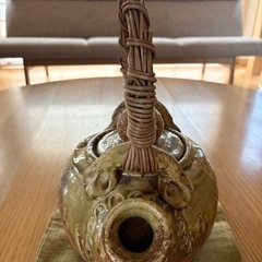 特大【土瓶】　（信楽焼？籐巻持ち手）陶器の画像
