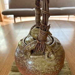 特大【土瓶】　（信楽焼？籐巻持ち手）陶器の画像