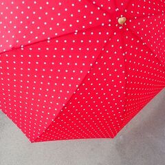 傘　折りたたみ　水玉　赤　未使用