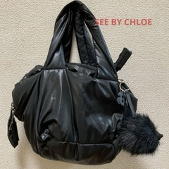 SEE BY CHLOE ブラックバッグ ファー付き