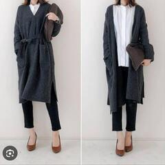 UNIQLO　スフレヤーン　ベルテッドロングニットコート　M　の画像