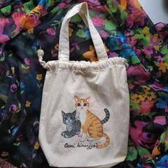 ねこ助け2点セット★未使用★速乾Tシャツと巾着袋★手渡し限定の画像