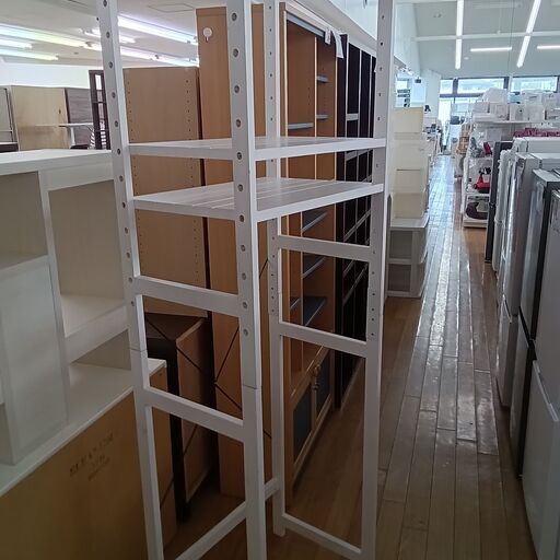 ☆ジモティ割あり☆ 収納ラック ホワイト H184×D40×W59 クリーニング 