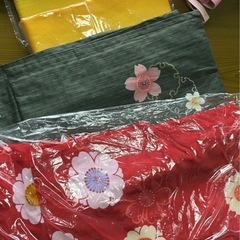 【美品】赤・緑浴衣 黄色帯 その他セット