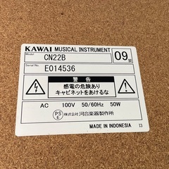 【RKGOD】特価！KAWAI/カワイ/電子ピアノ/CN22B/中古品/2009年製/来店引取/弊社より近隣地域無料配達の画像