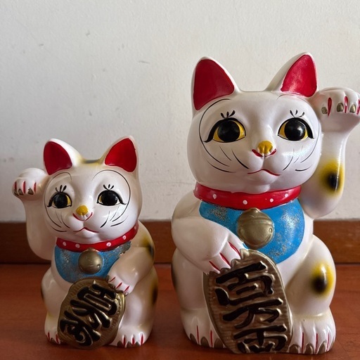 有名ブランド 招き猫大中2点セット (ちびママ) てだこ浦西のインテリア雑貨 置物
