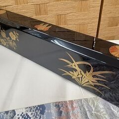 札幌【炉縁 菊桐四君子 蒔絵 鵬雲斎好み】茶道具 黒真塗 加州 好雲斎 共箱付き 裏千家 四方1尺4寸×高さ2寸2分 北20条店の画像