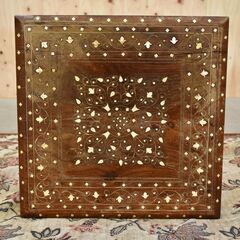 ≪zyt2169ジ限≫ エスニック家具 小型サイドテーブル 象嵌細工 インレイ 幅40cm ② 花台/置台/リゾート家具/アジアン/中古家具/宮城県仙台市 70509-08の画像