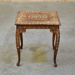 ≪zyt2169ジ限≫ エスニック家具 小型サイドテーブル 象嵌細工 インレイ 幅40cm ② 花台/置台/リゾート家具/アジアン/中古家具/宮城県仙台市 70509-08の画像