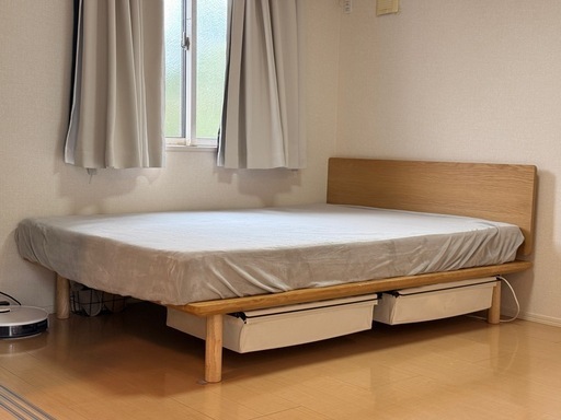 無印良品　ダブルベッド　フレームとヘッドボード