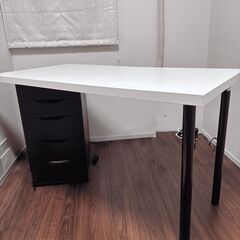 【IKEAデスクセット】天板（120×60cm）＋脚2本＋引き出...