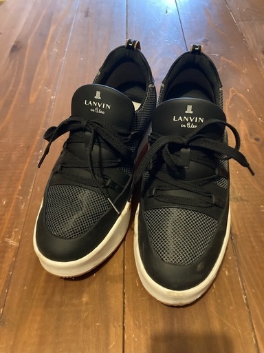 ランバンオンブループラットフォームレースアップスニーカー黒23.5