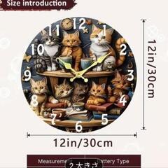 猫イラストの·♦壁掛け·時計♦ 30cm♥特大サイズの画像