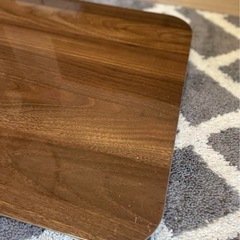 木目調　鏡面折りたたみテーブル ミニテーブルサイドテーブルの画像