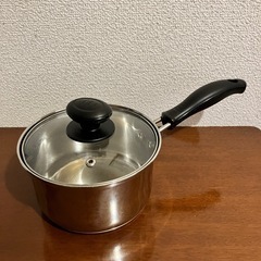 ステンレス片手鍋 ガラス蓋付き IH対応可