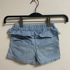 フリルデニムパンツ キッズ服 100㎝の画像