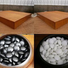 囲碁 (碁盤＋碁石セット)  囲碁盤 天然木製品 455×422mm 厚さ57mm 　の画像