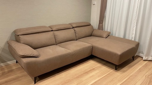 3人がけソファ　ブラウン