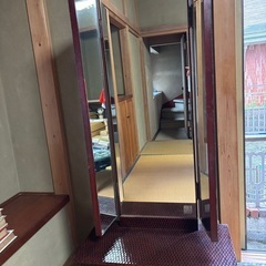 鎌倉彫り　昭和レトロ三面鏡の画像