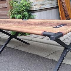 FIELDOOR アウトドアコット【木目柄 × マットブラックベース】の画像