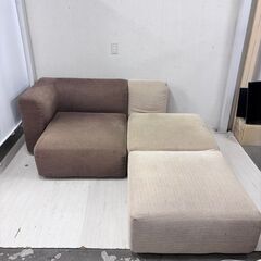  23850  L字三人掛けソファ　ハーフアーム、ハーフバックレ...