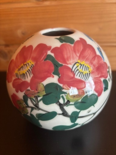 C花と鳥の絵柄 陶器花瓶台湾製花入れ化粧箱入り (仄仄) 鹿児島