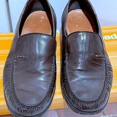 【24号3E】女性用靴 高品質なレザー製のブラウン ローファー ...