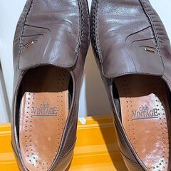 【24号3E】女性用靴 高品質なレザー製のブラウン ローファー ブランド: club VINTAGE - 色: ブラウン の画像