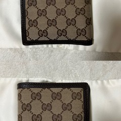 GUCCI 二つ折り財布 GGキャンバス ベージュ ブラウン（美品）の画像