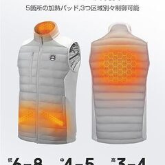 【新品・未使用】KEMIMOTO 電熱ベスト ヒーターベスト 3段階温度調節 5箇所発熱 裏側熱反射素材使用 ヒータージャケット ゴルフ バイク 発熱ベスト USB 給電の画像