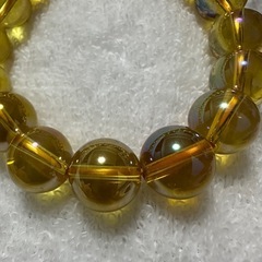 ゴールデンオーラ水晶12mmブレスレット パワーストーン 蒸着水...