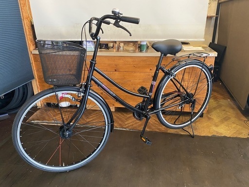 取引き中【前後タイヤ新品！】LEDオートライト　26インチ自転車　ブラック