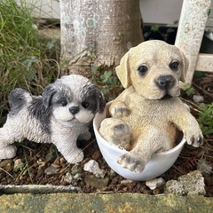 かわいい犬の置物　ガーデニング　オブジェ