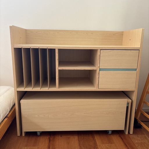 学習机 木製 キャビネット付き 本棚付き 鍵付き ランドセル掛け付き中古