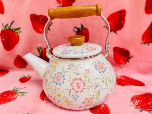 やかん レトロ 花柄 2.3L ほうろう