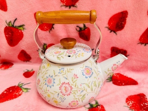 やかん レトロ 花柄 2.3L ほうろう
