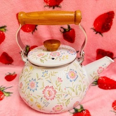やかん レトロ 花柄 2.3L ほうろうの画像