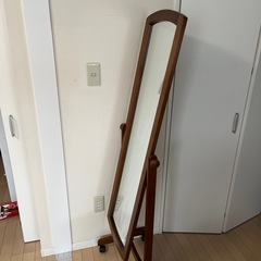 木製　スタンドミラー