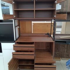 ★ジモティ割あり★  レンジボード ブラウン H180×D45×W90 クリーニング済み HJ6592の画像