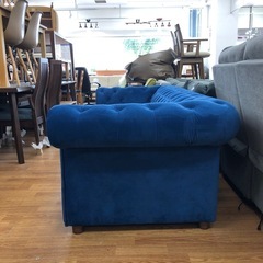 3人掛けソファー　offer9 2020053 程度B ブルー　脚付き【取りに来れる方限定】の画像