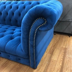 3人掛けソファー　offer9 2020053 程度B ブルー　脚付き【取りに来れる方限定】の画像