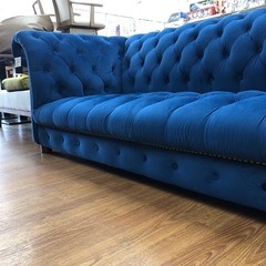 3人掛けソファー　offer9 2020053 程度B ブルー　脚付き【取りに来れる方限定】の画像